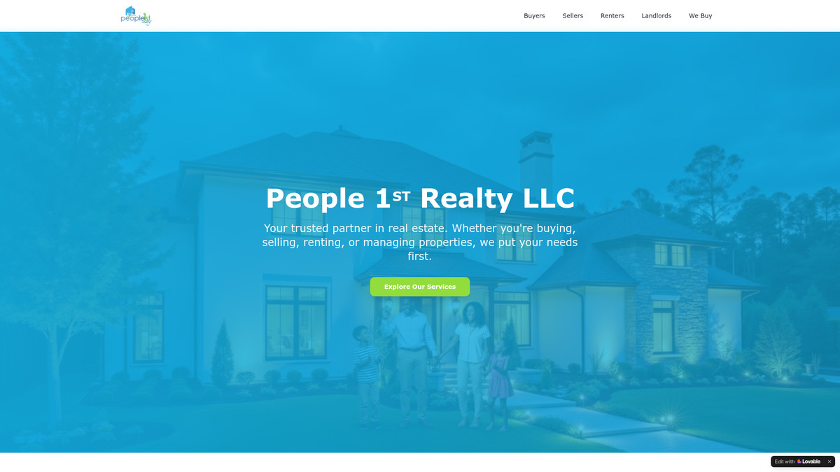 People 1st Realty website homepage