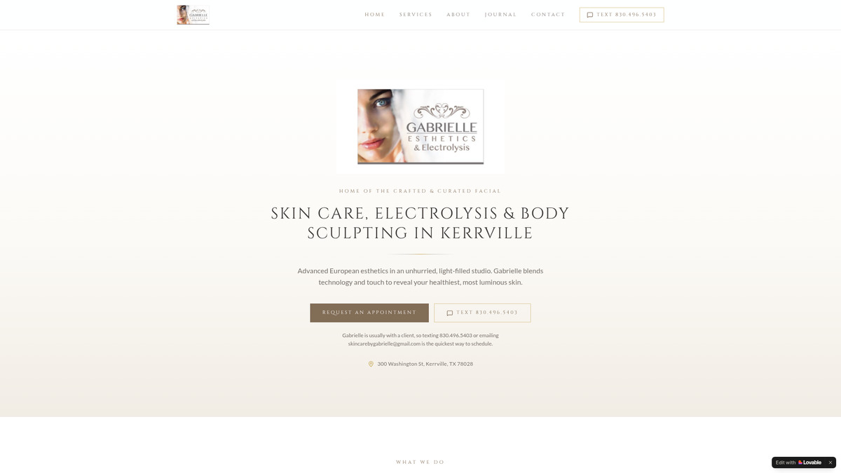Skincare by Gabrielle website homepage