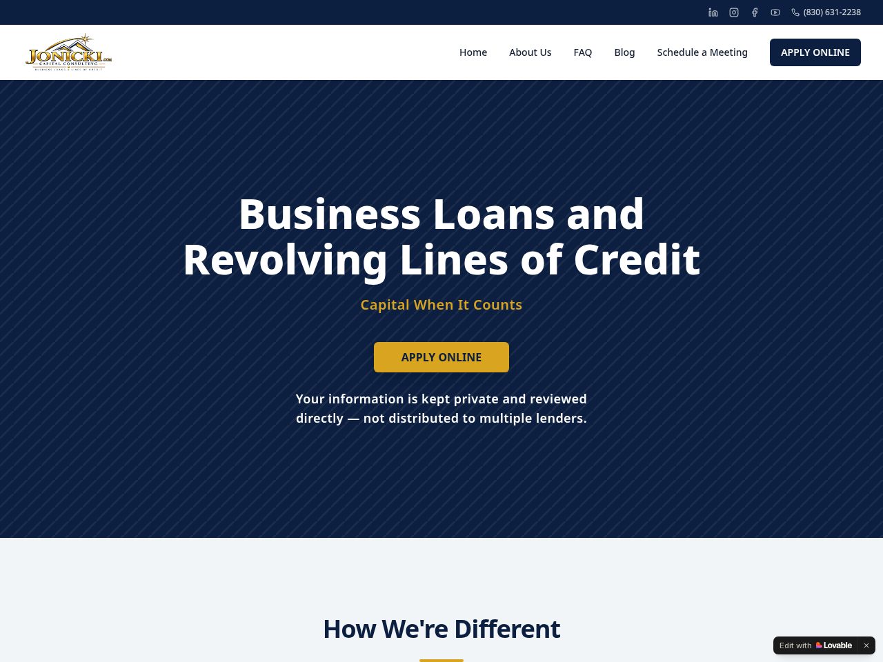 Jonicki Consulting website homepage