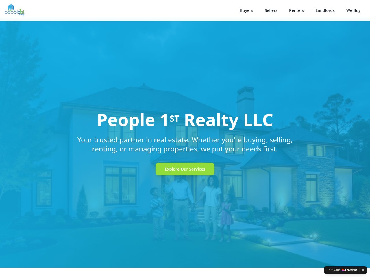 People 1st Realty website homepage