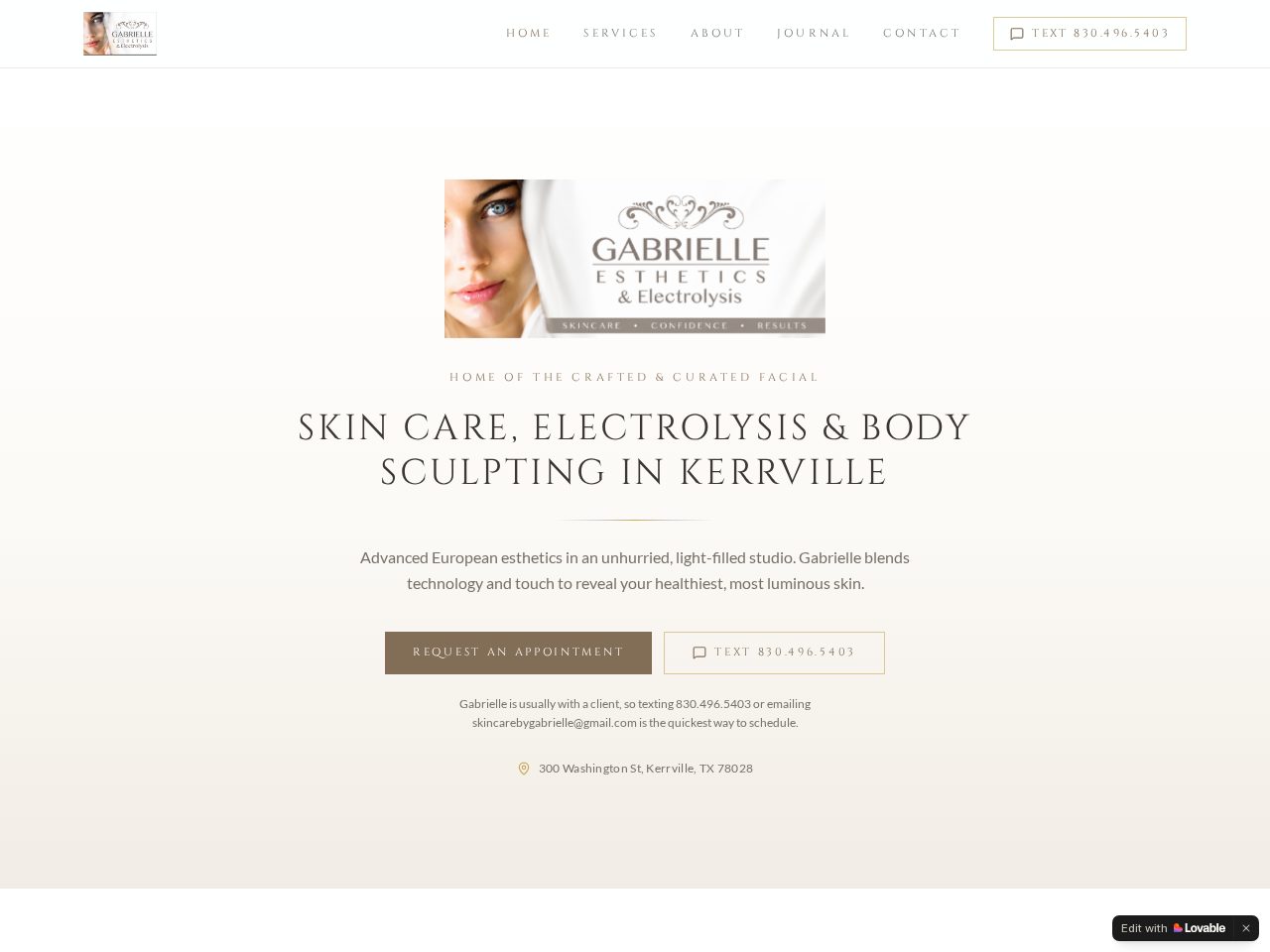 Skincare by Gabrielle website homepage